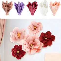 5pcs 25cm Crepe Paper Flower Festival Decor Light Weight Wrinkles Paper Flower Stereoscopic Multi Purpose Handmade DIY Flowers
