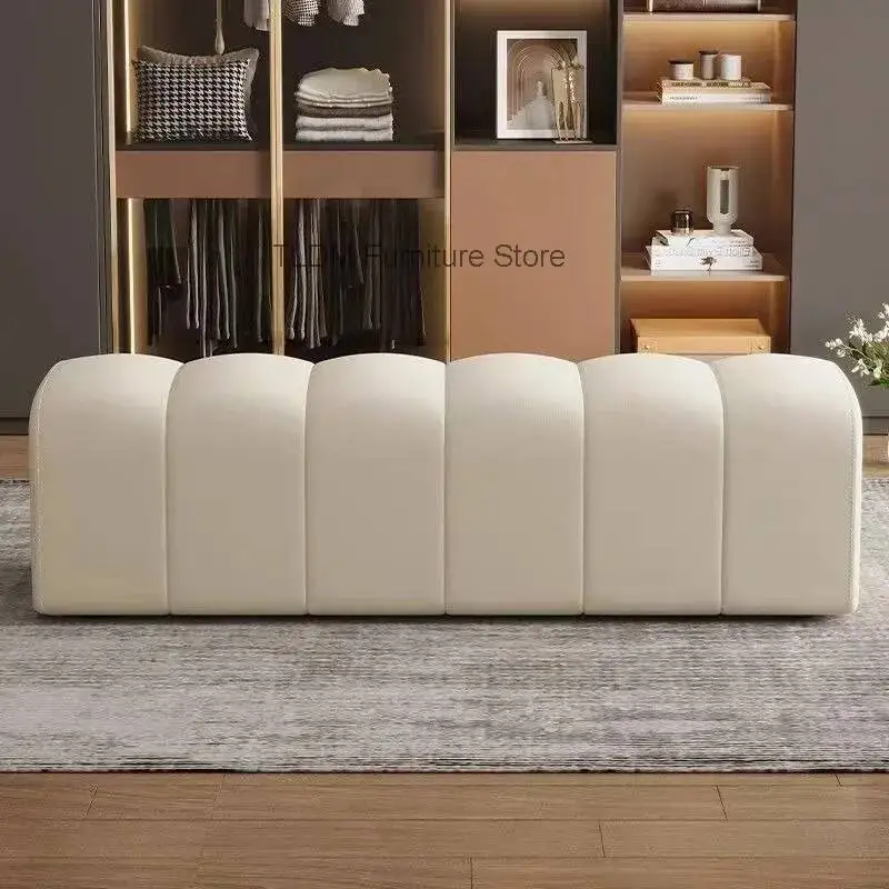 Multi-Style Segmented Modular Ottoman- Leather & Houndstooth Fabric Footstools - Benches for Living Room Home Decor