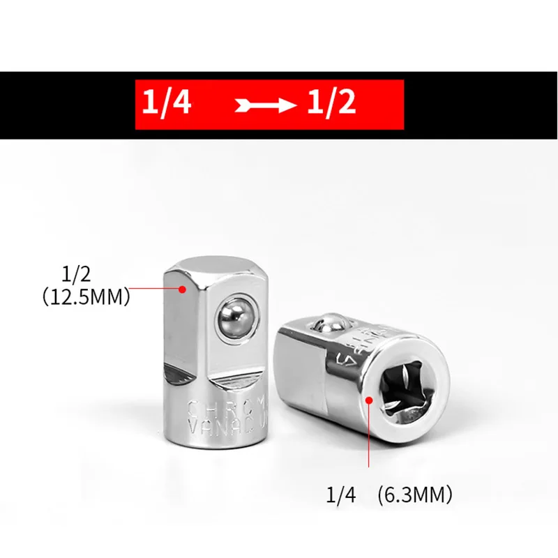 Adaptador de soquete adaptador chave catraca 1/2 volante grande 3/8 volante médio 1/4 volante pequeno adaptador de aço cromo vanádio