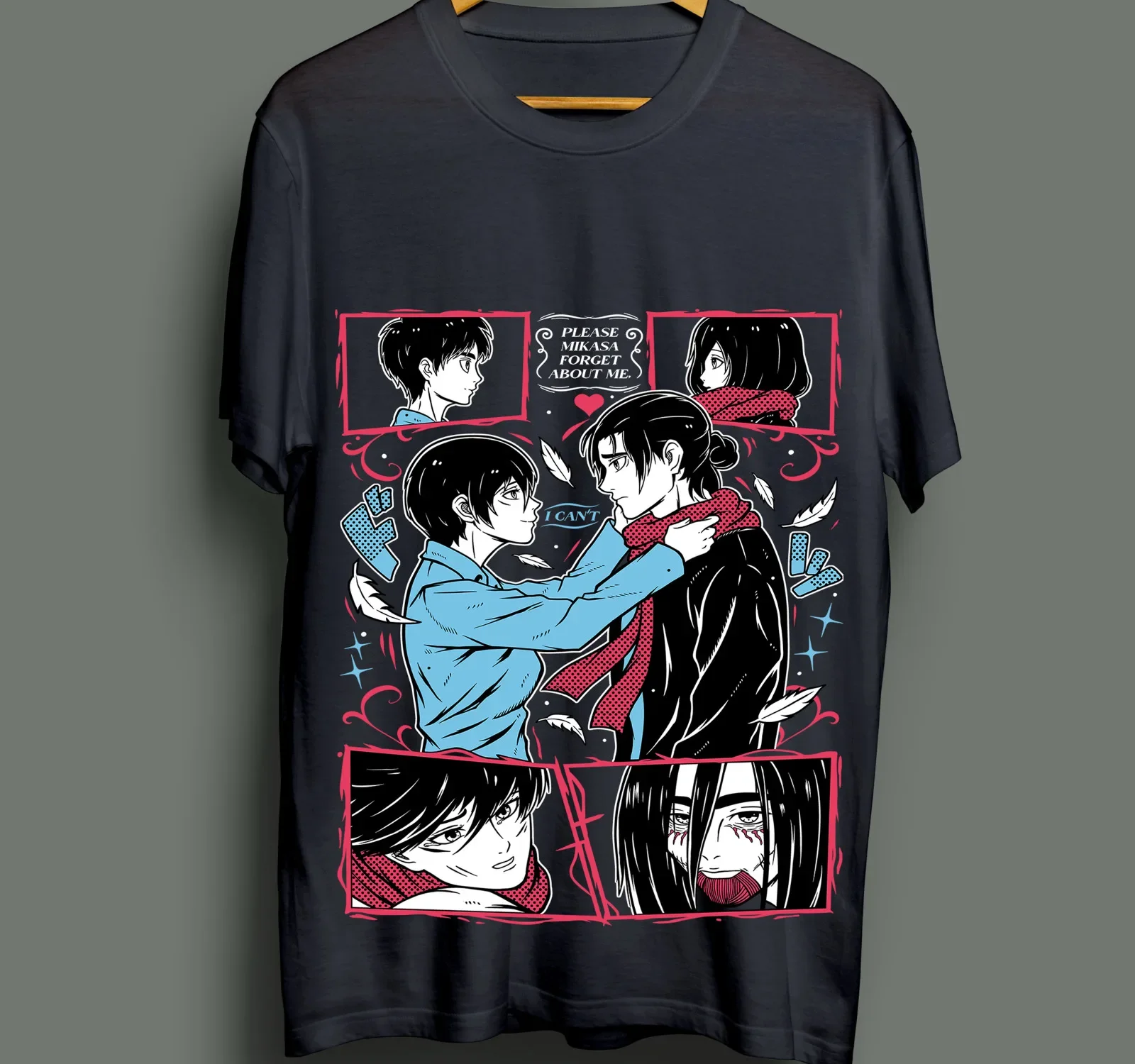 Attack On Titan Eren and T-Shirt Girl Horror Anime AOT Shirt All Size