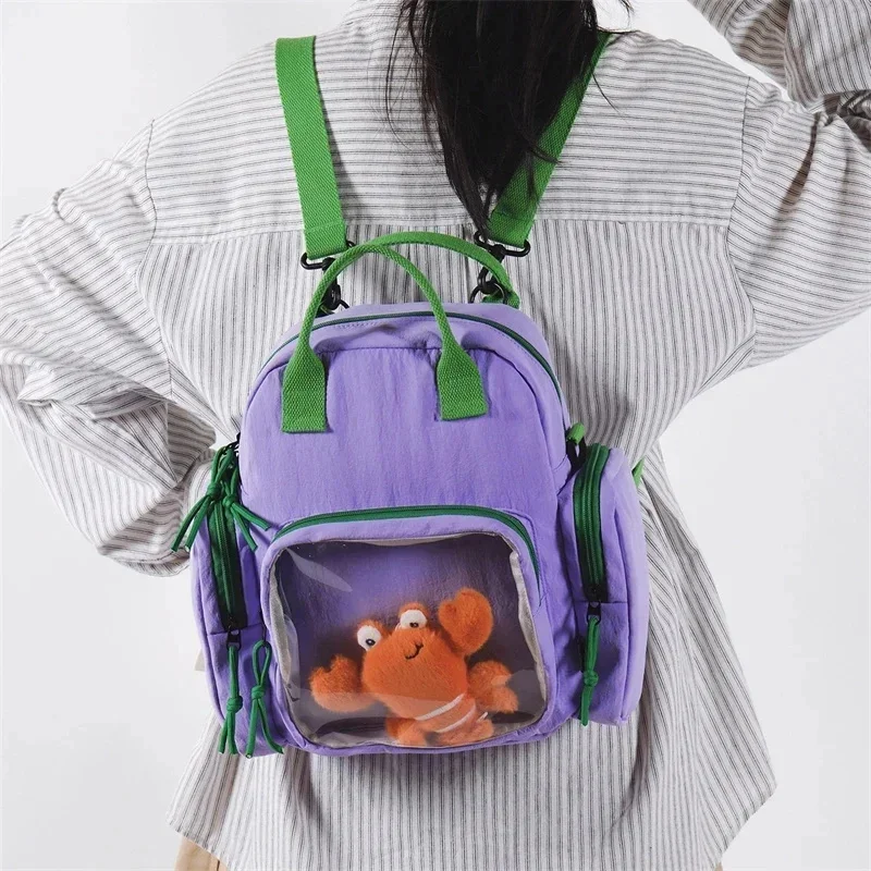 Orange Transparent Ita Bag Mini Crossbody Backpack Lightweight Display Bag For Anime Badges Plush Dolls Daily Commute Travel New