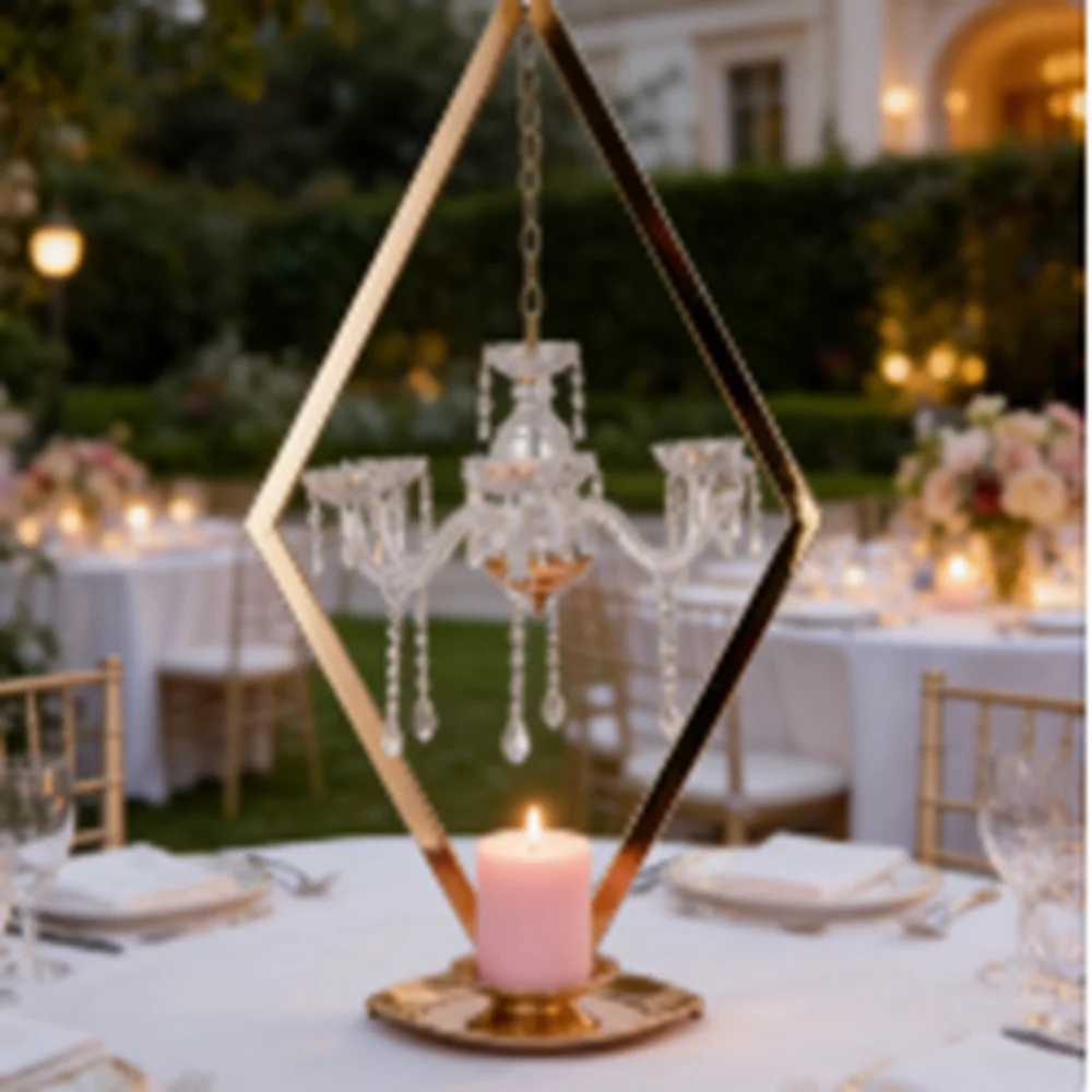 

5pcs Metal Candelabra Acrylic Candle Holders Wedding Table gold Centerpieces Flower Stands Vases Road Lead Party Decoration