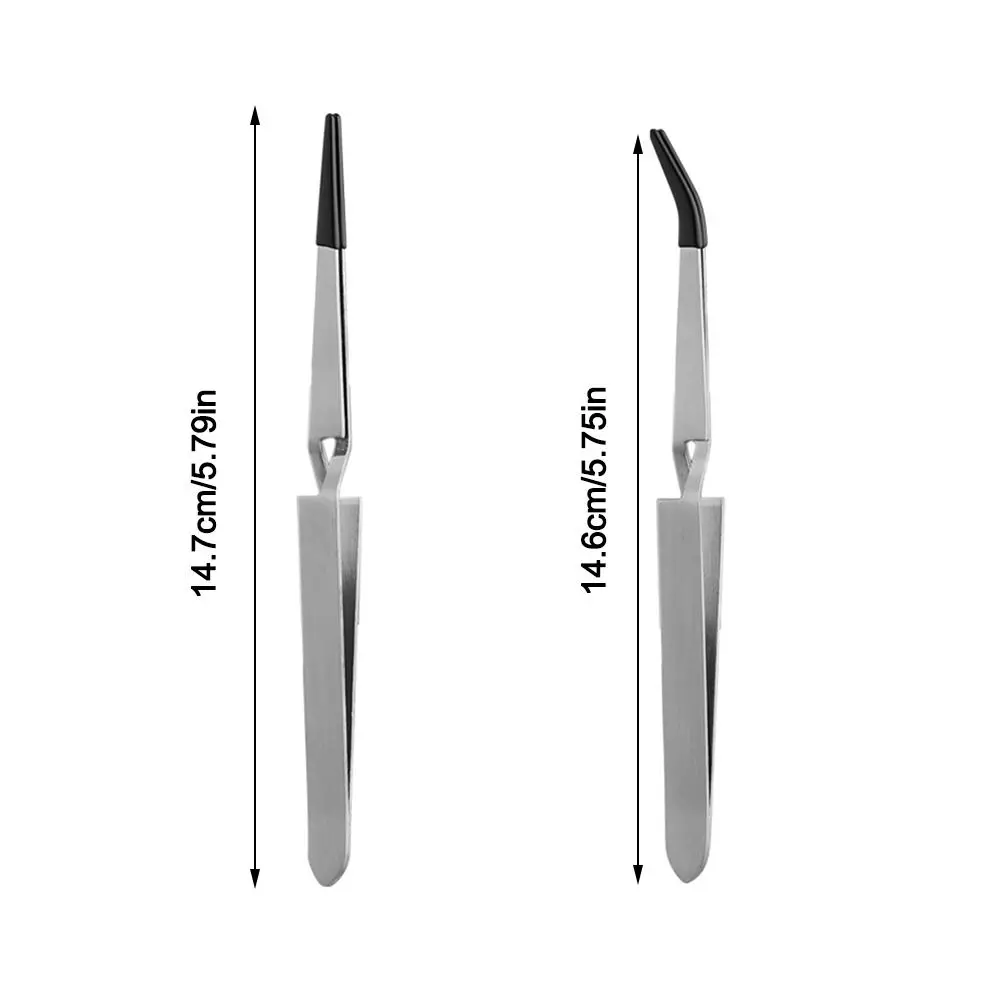 Reverse Tweezers Stainless Steel Craft Tweezers Universal Tools Cross Locking Tweezers Silicone Soldering Tweezers