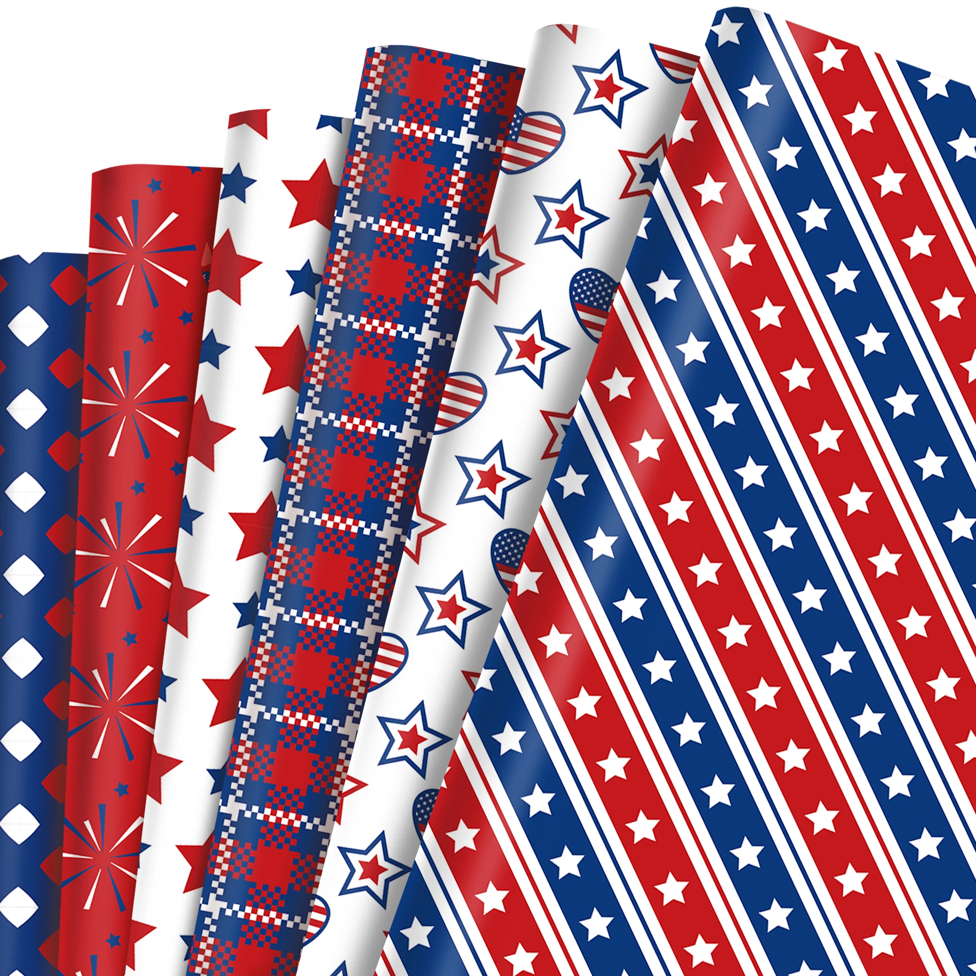 12 Stück American July Fourth Independence Day Geschenkpapier Party Geschenk Dekor präsentiert Verpackungspapier Wrapper Material