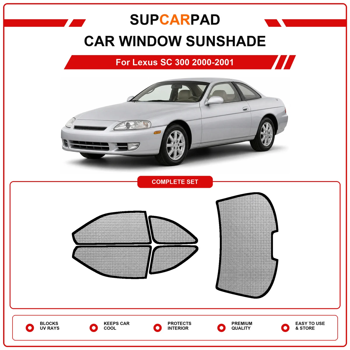 For Lexus SC 300 2000-2001 Pre‑Cut Auto Window Sunshade Anti‑UV Car Sun Visor Protector