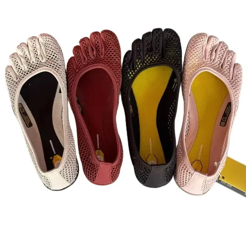 Scarpe Vibram V-Soul Fivefingers, scarpe a cinque dita con rete traforata, scarpe da yoga e pilates da interno per donna, adatte all'allenamento completo a piedi nudi, scarpe da fitness antiscivolo.