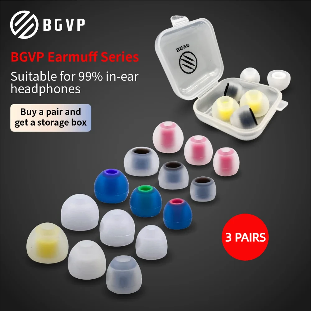 3 Pairs  Bgvp Earbuds Set Silicone In-ear Earphone Material Replacement Earbuds Accessories Are Soft And Comfortable S M L