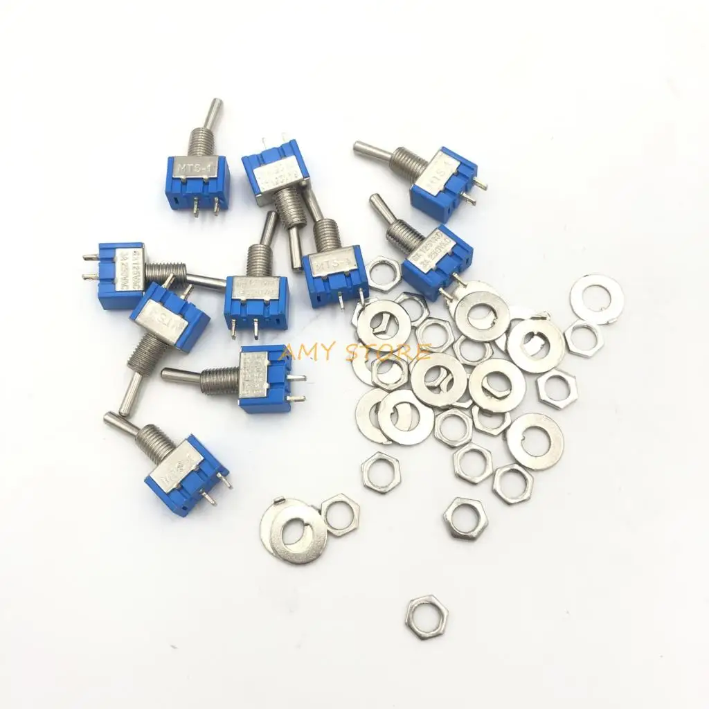 1000pcs MTS-101 2 Pin SPST Switch ON-OFF 2 Position AC125V/6A 250V/3A 6mm Blue Mini Toggle Switches