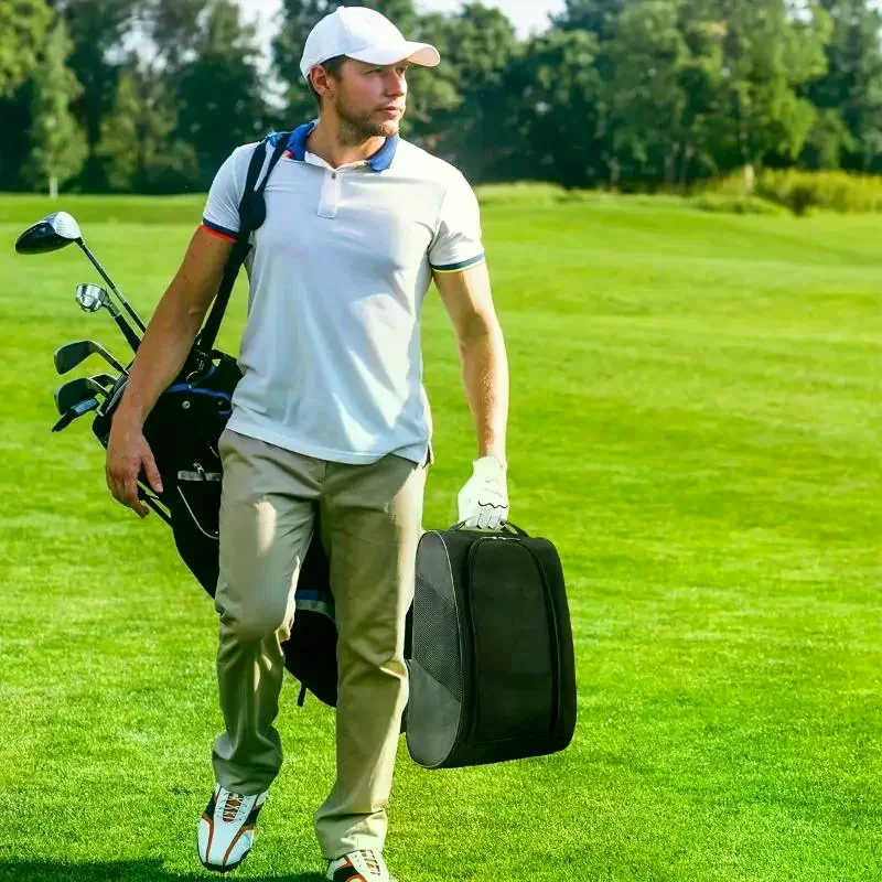 Portable Golf Shoe Bag Oxford Cloth Shoe Carrier Bags Breathable Lightweight Golf Handbag Dustproof Football Tennis Shoe Bag