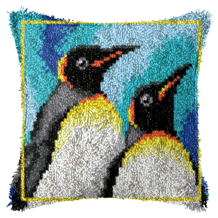 Cute Animal Latch hook rug kits pillow with Preprinted Canvas Cartoon Duck Dog Cat Embroidery kits cross stitch Latch hook kit view 4