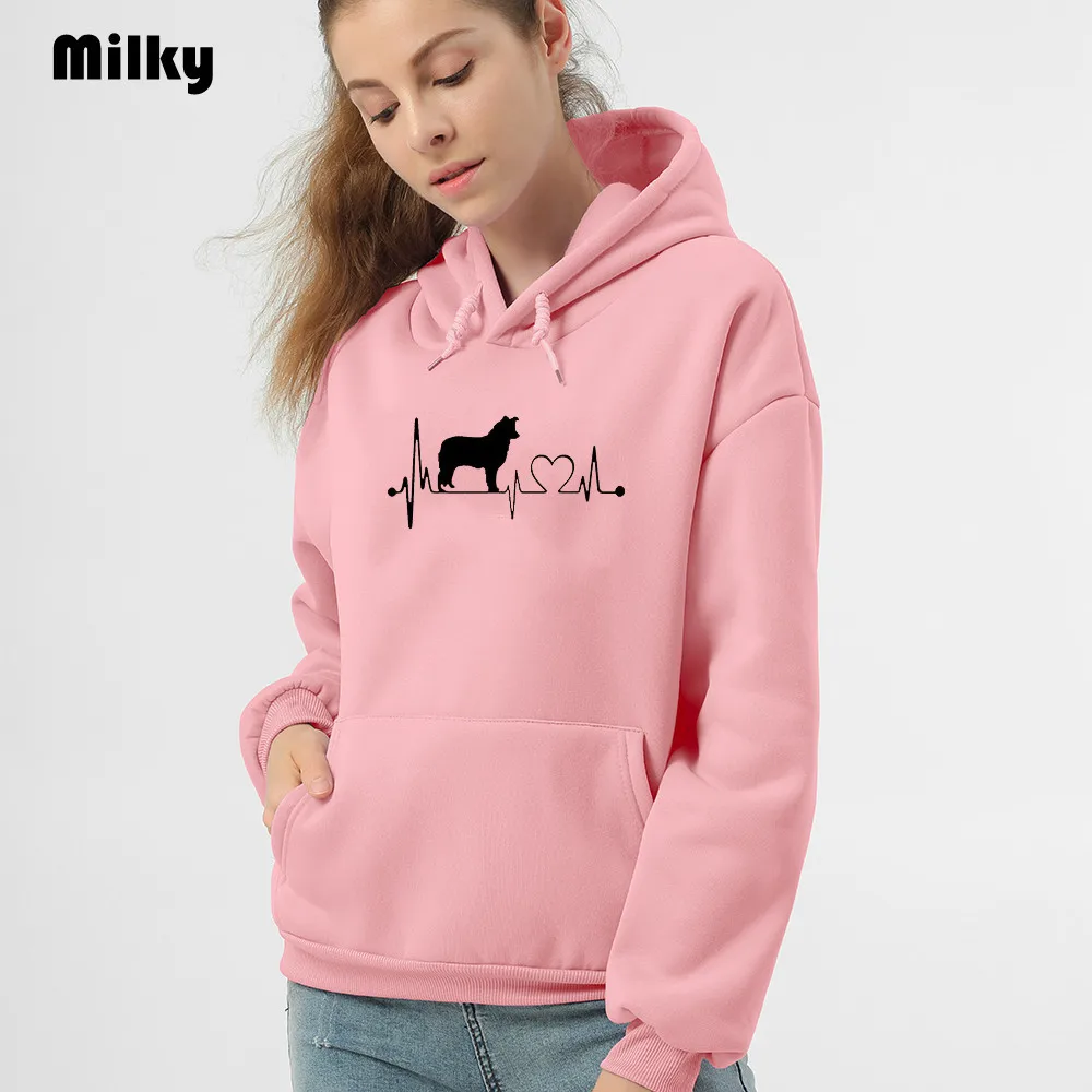 

Casual Solid Hooded Hoodies Women Cute Dog Long Sleeve aesthetic Sweatshirts Female Winter Autumn Pullover Pure Fashion Tops Tee