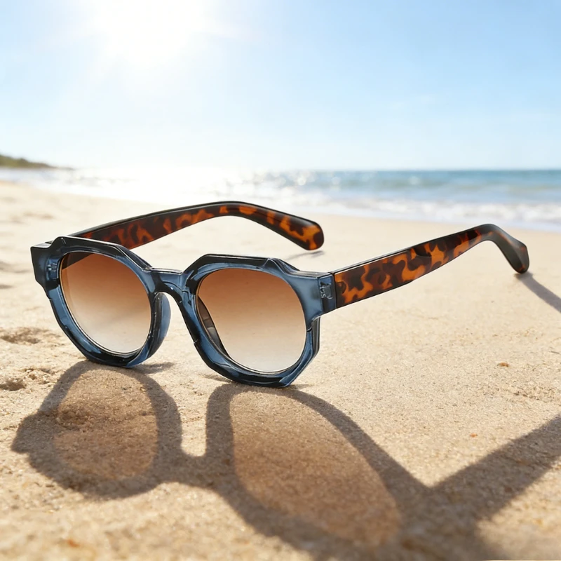 New Trend Women Men Outdoor Sunglasses Square Brown Lenses Eyeglasses Frames Ladies Fashionable Large Eye Protection Glasses