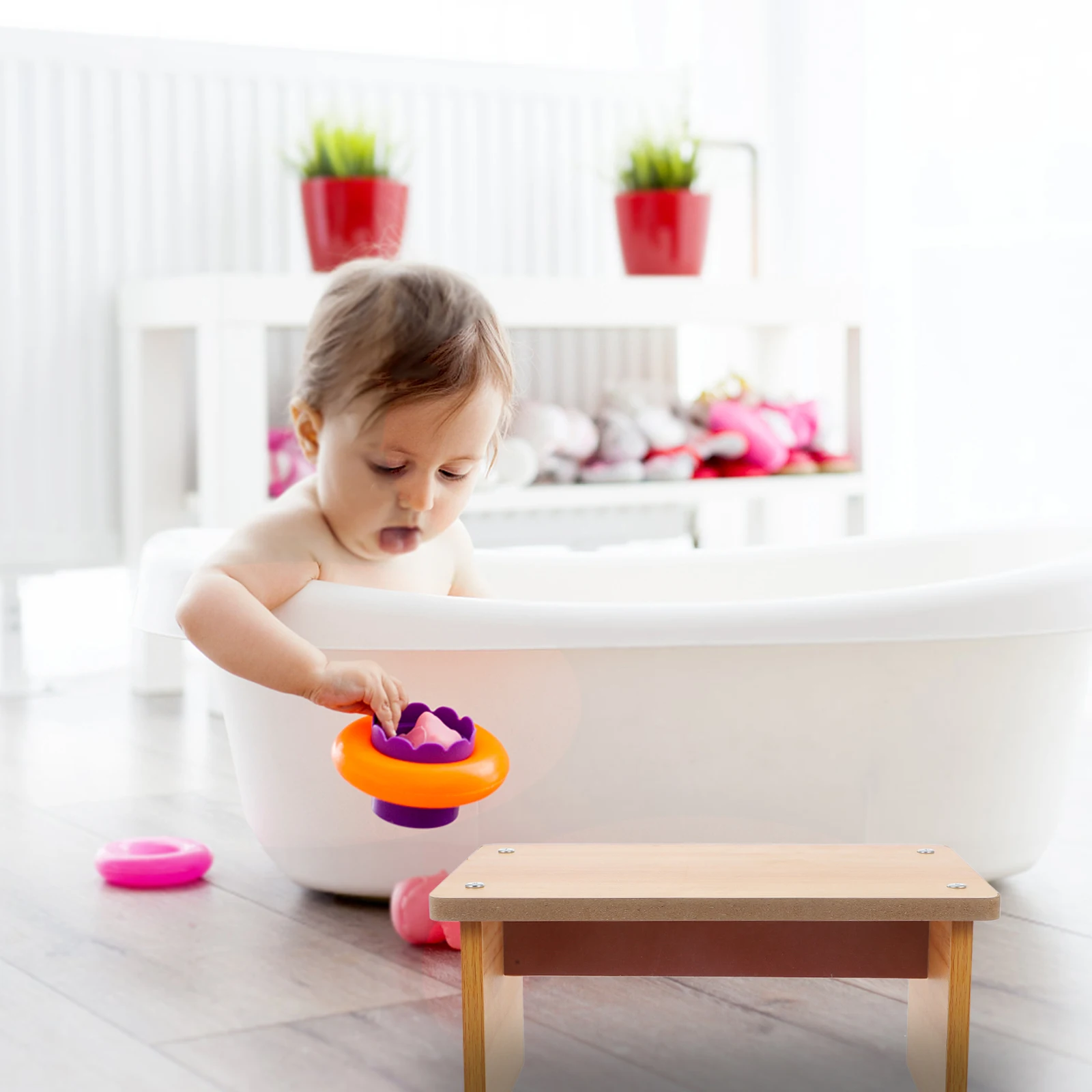 

Wooden Footstool Small Slope Pedicure Foot Rest under Desk Anti-slip Toilet Stair Sturdy Oak Color Non Tip Over Child Furniture