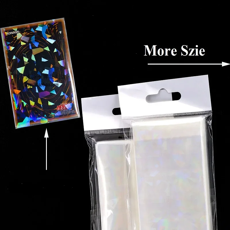 100PCS/Lot Laser Flashing Card Film Holographic Card Sleeves 61X88mm/65x90/57x87mm YGO Post Cards Hologram Diamonds Card Cover