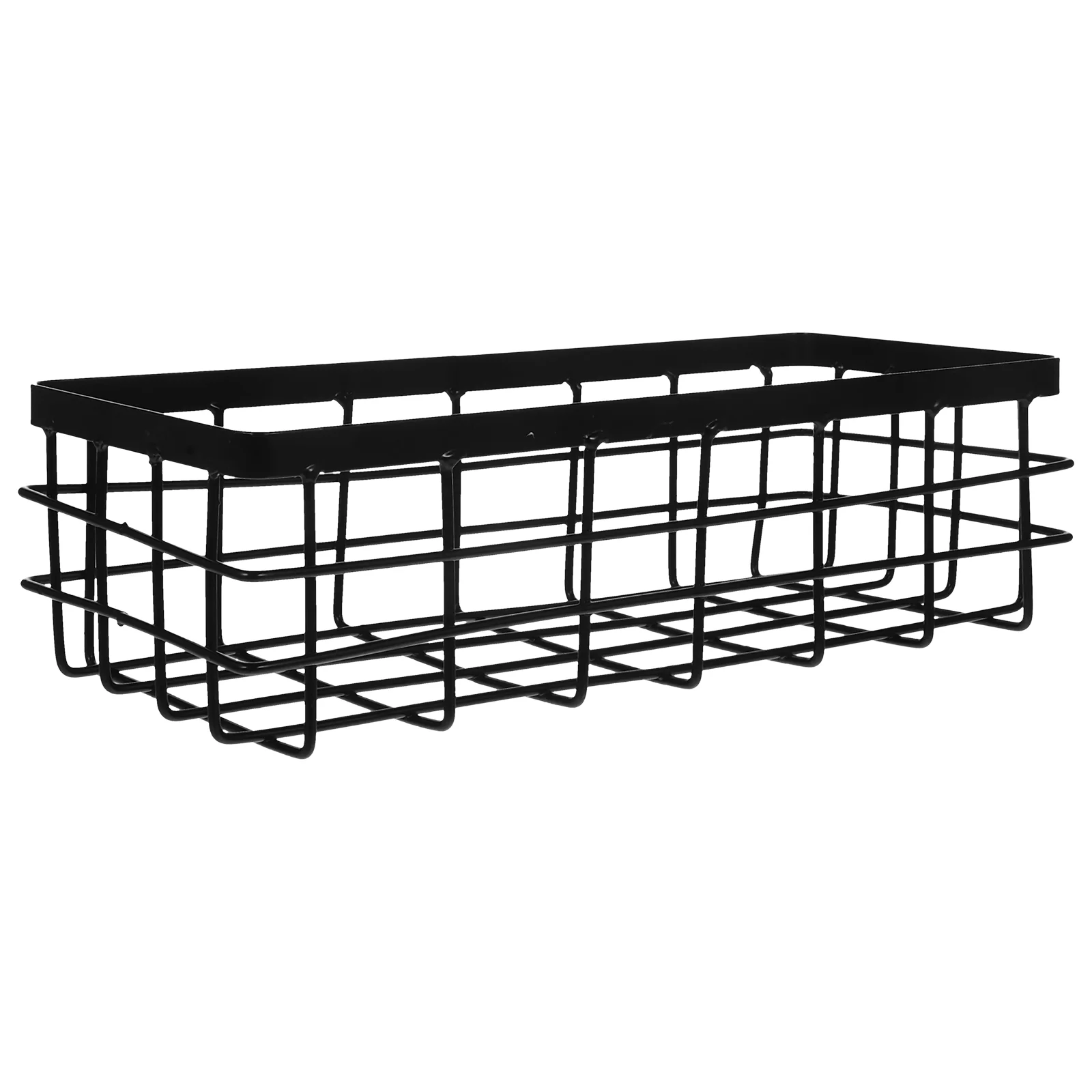 

Metal Storage Basket Black Bins Wall Shower Shelf Small Shelves Wall-mounted Wrought Iron Bathroom Sundry Rack for