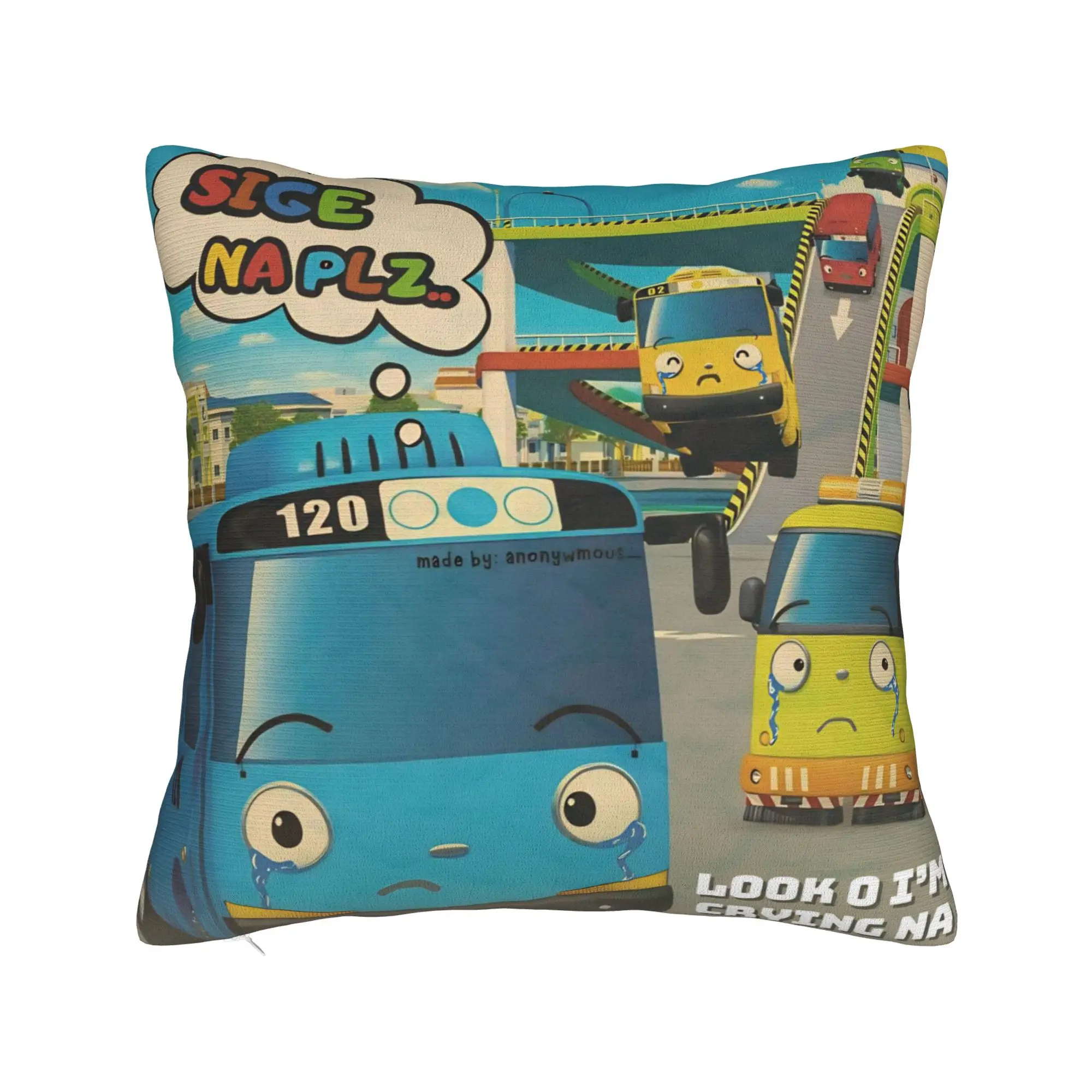 Decorative Pillowcase Tayo The Little Bus  Merchandise Home  Throw Pillow Case Cover Square Multi-Size