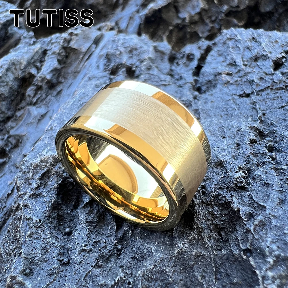 TUTISS Fashion 12MM Multiple Colors Wedding Band Tungsten Carbide Ring For Men Women Center Brushed Comfort Fit