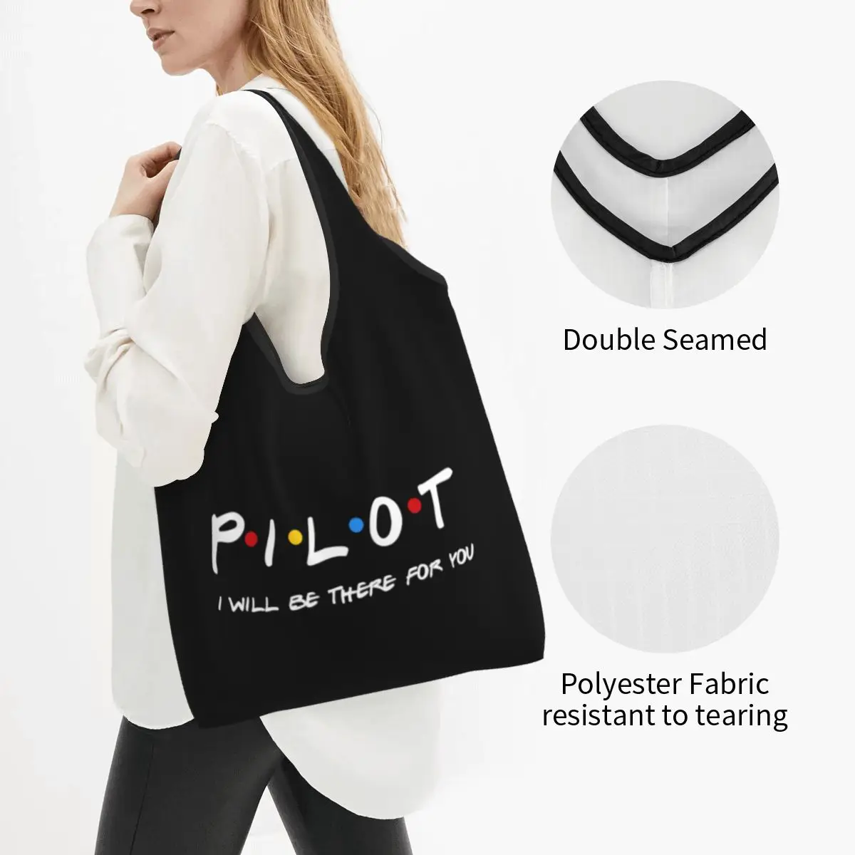 Pilot Gifts I'll Be There For You  Bag Custom Shopper Tote Shoulder Bags Big Capacity Portable Fighter Airplane Aviation Handbag