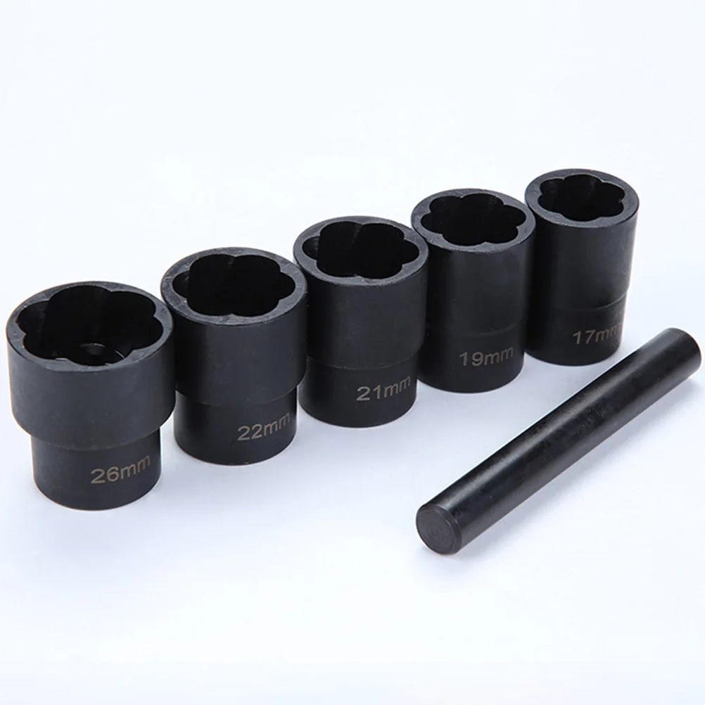 

6Pcs Non-Slip Nut Extractor Set Wear-Resistant Rust Bolt Removal Tools Black Carry Case Practical Car Repair Bolt Extractors