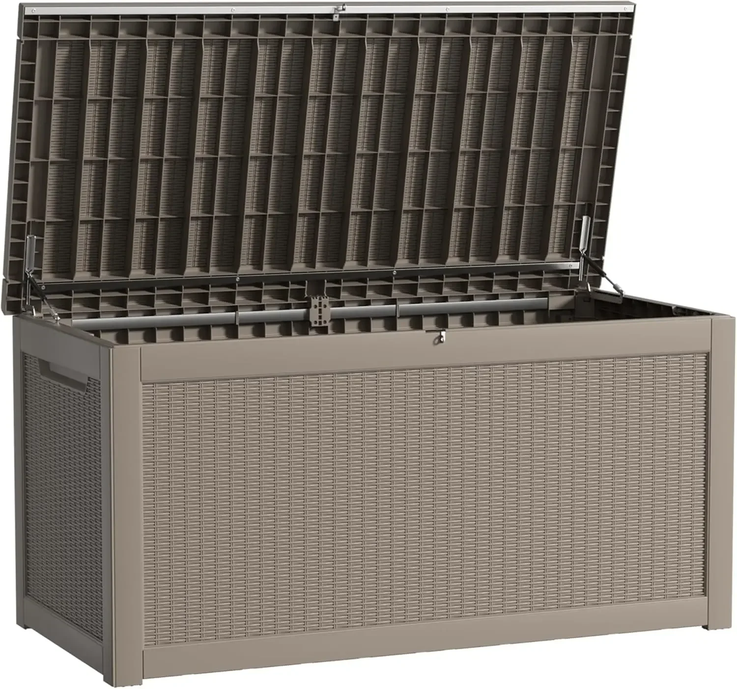 Factory Price 260 Gallon Waterproof Outdoor Storage Box, UV Resistant Resin Deck Box with Hydraulic Rod for Reinforced Stability