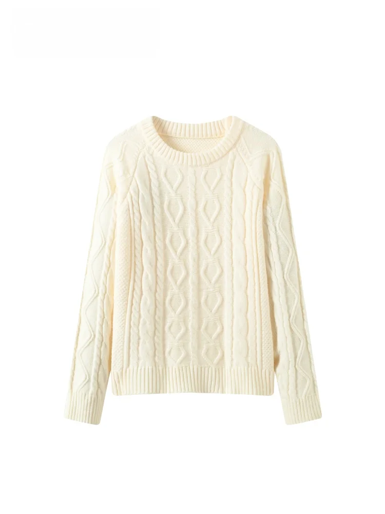 

Loose Fit Long Sve round Ne Knitwear for plus Size Women Spring Sle Korean Lazy Faion Top Polyester Fiber