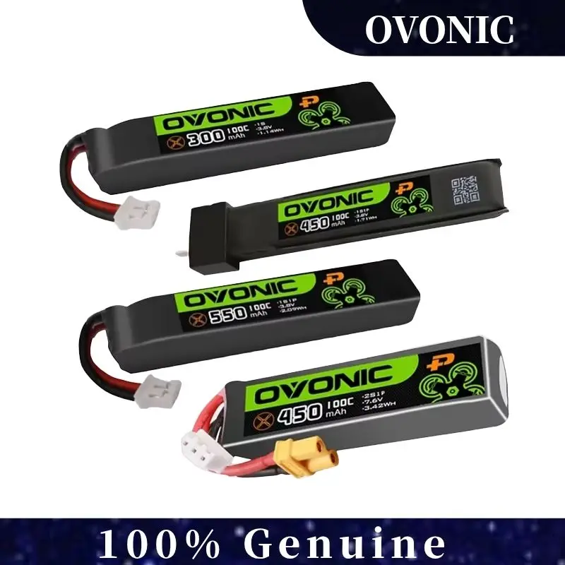 

Новинка 2025 года, 5 шт. OVONIC 1S 2S Lipo аккумулятор 300 мАч/450 мАч/550 мАч/650 мАч с разъемом BT2.0/PH2.0/XT30 для гоночного дрона RC FPV