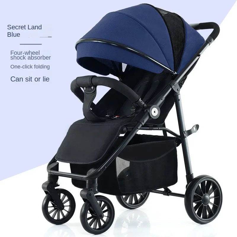 Four-wheeled Baby Stroller Newborn Baby Two-way Swivel Seat Lightweight High Landscape Shock Absorption Folding Stroller