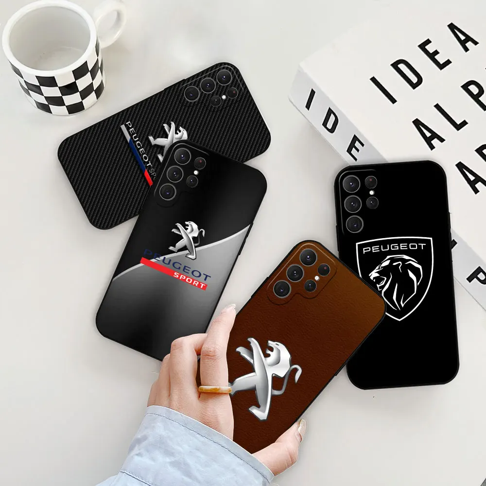 French Car P-Peugeot Phone Case For Samsung Galaxy S25 S24 S23 S22 S21 S20 Ultra S10 Plus Fe S25 Ultra Black Soft Silicone Cover