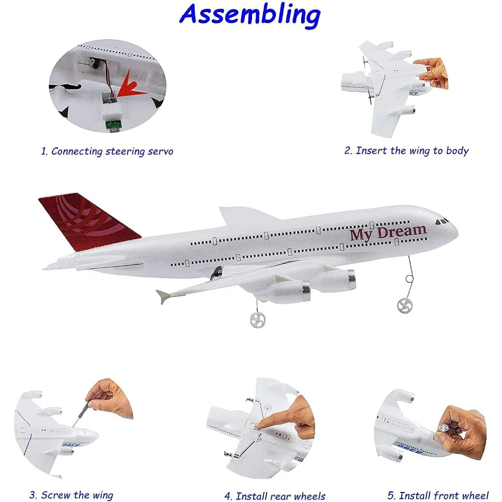 Pronto para voar avião RC de 3 canais de 2,4 GHz com envergadura de 410 mm, giroscópio de 6 eixos para voo estável, adequado para crianças e adultos iniciantes