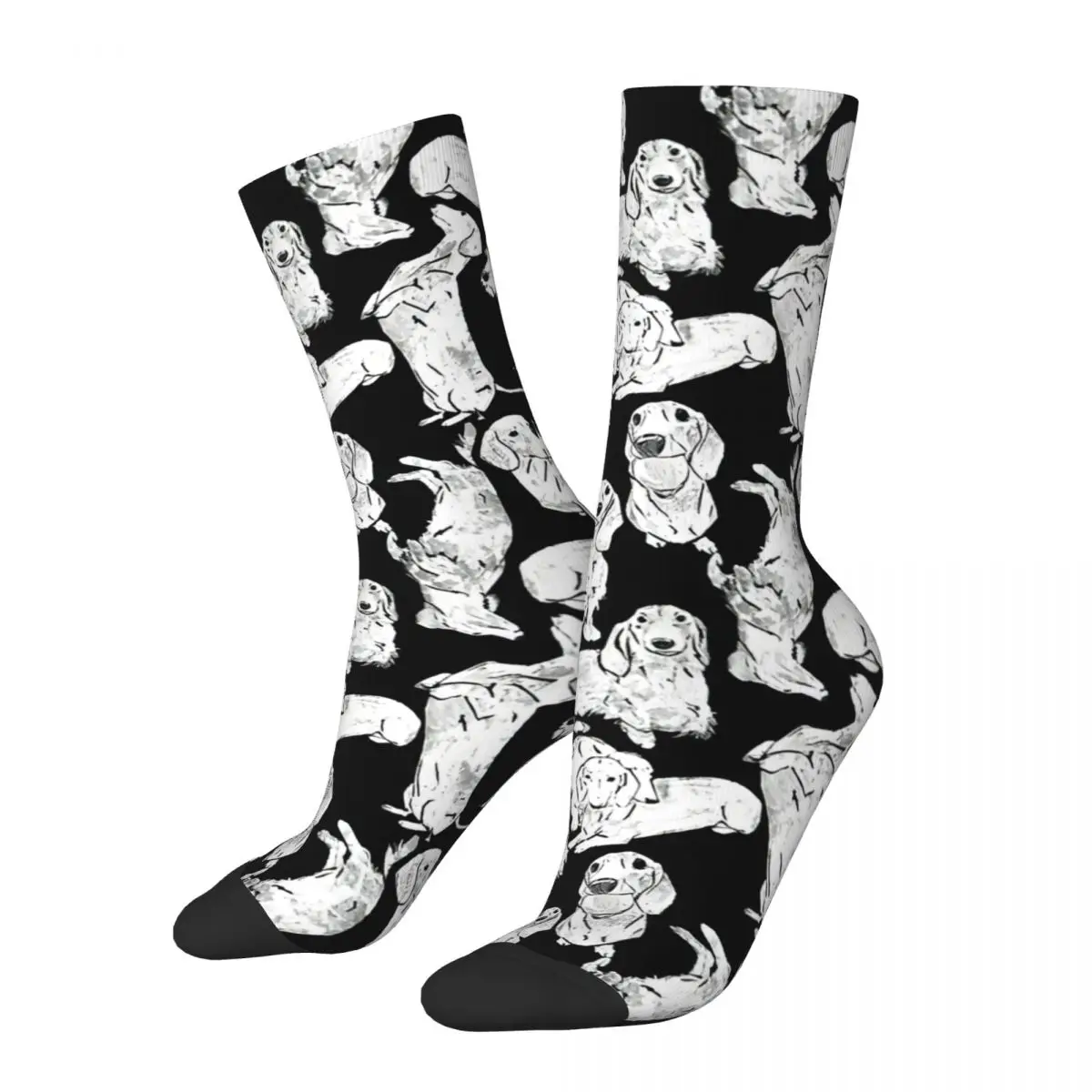 All The Dachs Men's Socks Vintage Harajuku Sausage Dogs Street Style Novelty Pattern Crew Sock