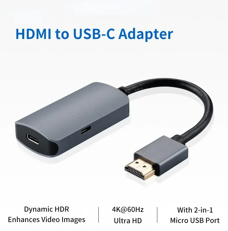 Adapter HDMI-męski do monitora USB-C żeńskiego z wejściem USB typu C 3.1 na wyjście kompatybilne z HDMI Adapter 4K@60Hz USB C