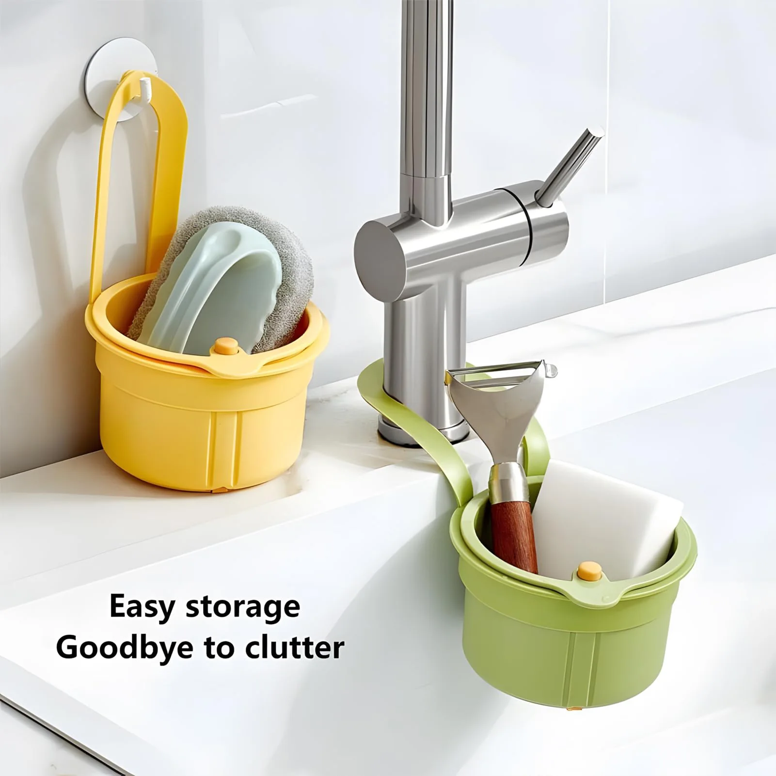 Kitchen Hanging Sink Strainer Basket Food Waste Filter Collapsible Drainer With Handle For Dish Washing Utensils