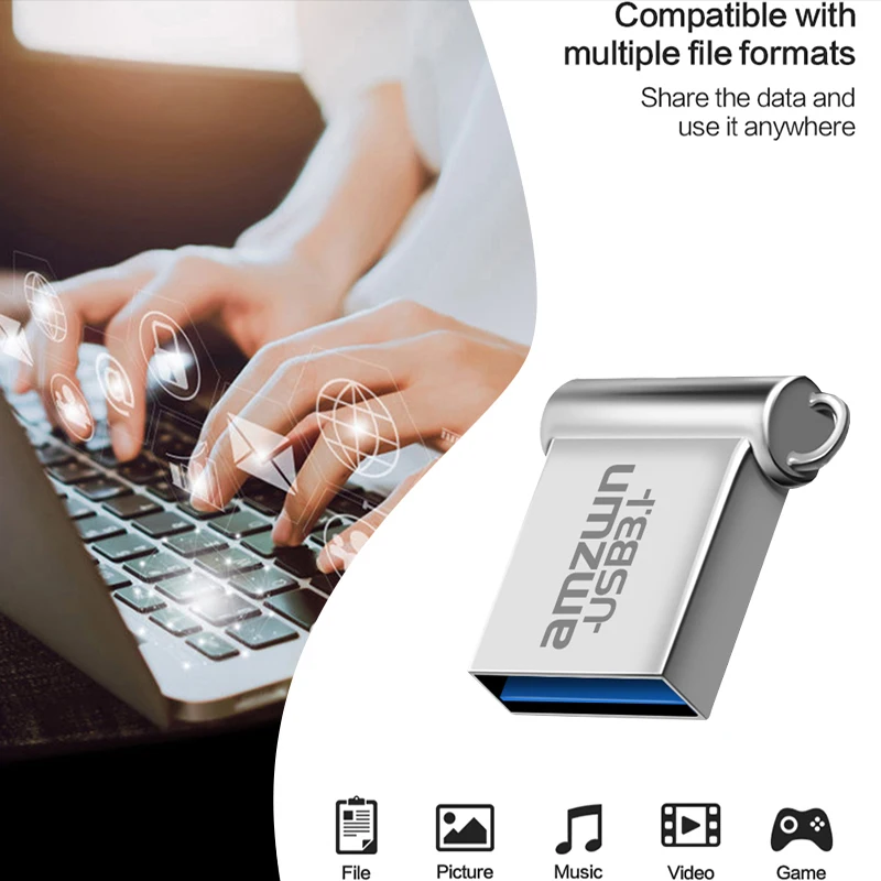 Mini clé USB 3.1 en métal, 16 Go, 32 Go, 64 Go, 128 Go, lecteur flash, disque U