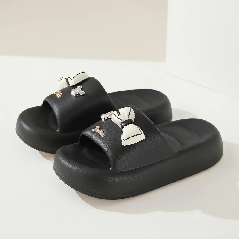 Women Thick Platform Cloud Slippers Eva Cfortable Non-Slip Home Slides Bowknot Girls Summer Sandals Flip Flops
