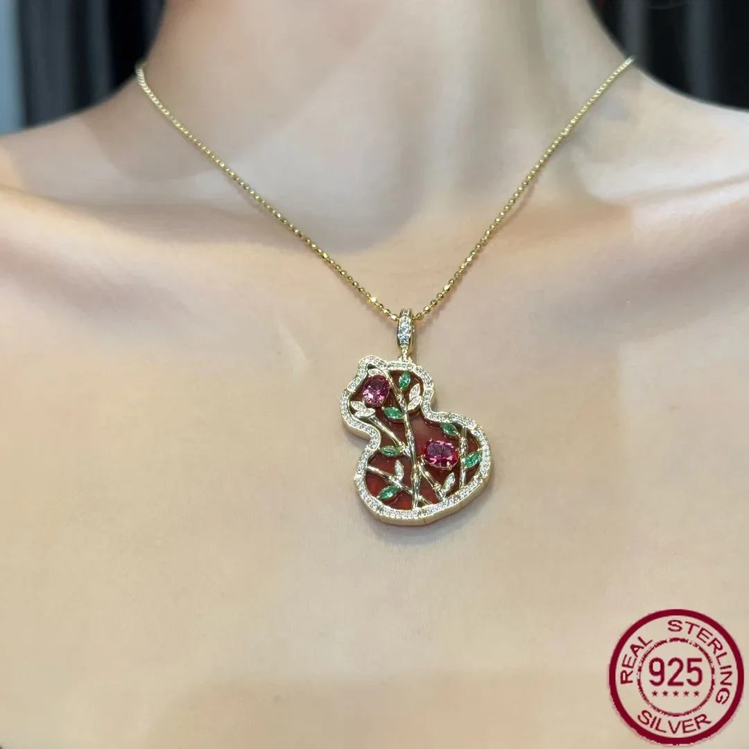 

New S925 Pure Silver Classical Gourd Ascends Step by Step, Cultivating Gemstones 5 * 7 Single Pendant Jewelry