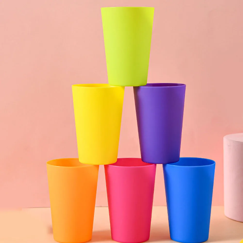 6Pcs Colourful Plastic Juice Cup Reusable Drinking Cup Stackable Unbreakable Holiday Party Tableware And Party Supplies