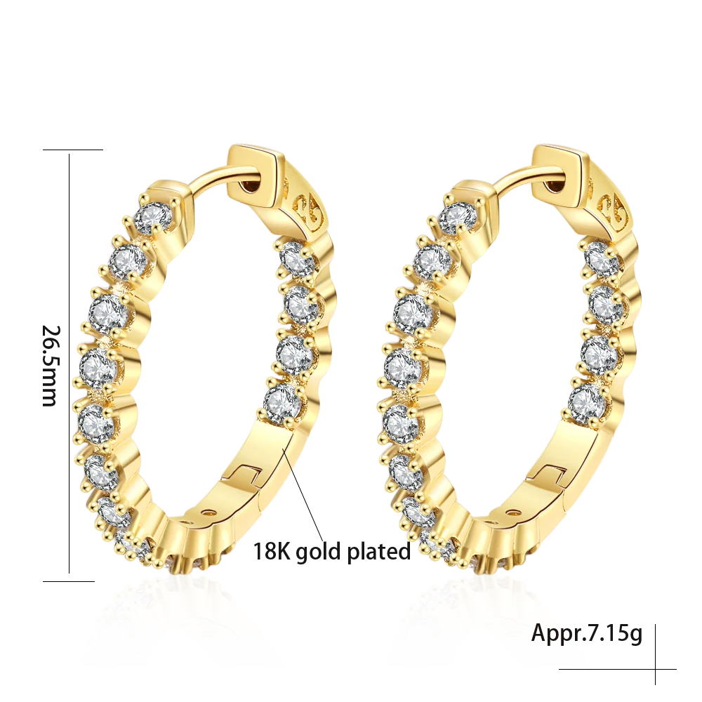 S925 Silver 39mm Big Circle Hoop Earrings For Women Fashion Wedding Fine Jewelry C Hoop Earring