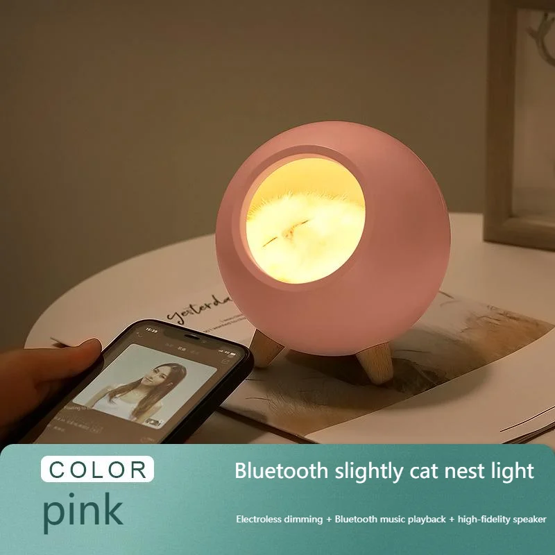 

Bluetooth night light rechargeable bedroom bedside feeding lamp creative kitten desktop atmosphere night light gift
