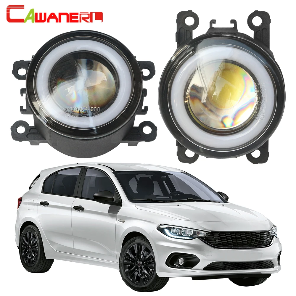 2 Pieces 30W Car LED COB Angel Eye Fog Light DRL Daylight H11 For Fiat Tipo Wagon Hatchback Cross 2015-2022 (Not Fit Sedan)