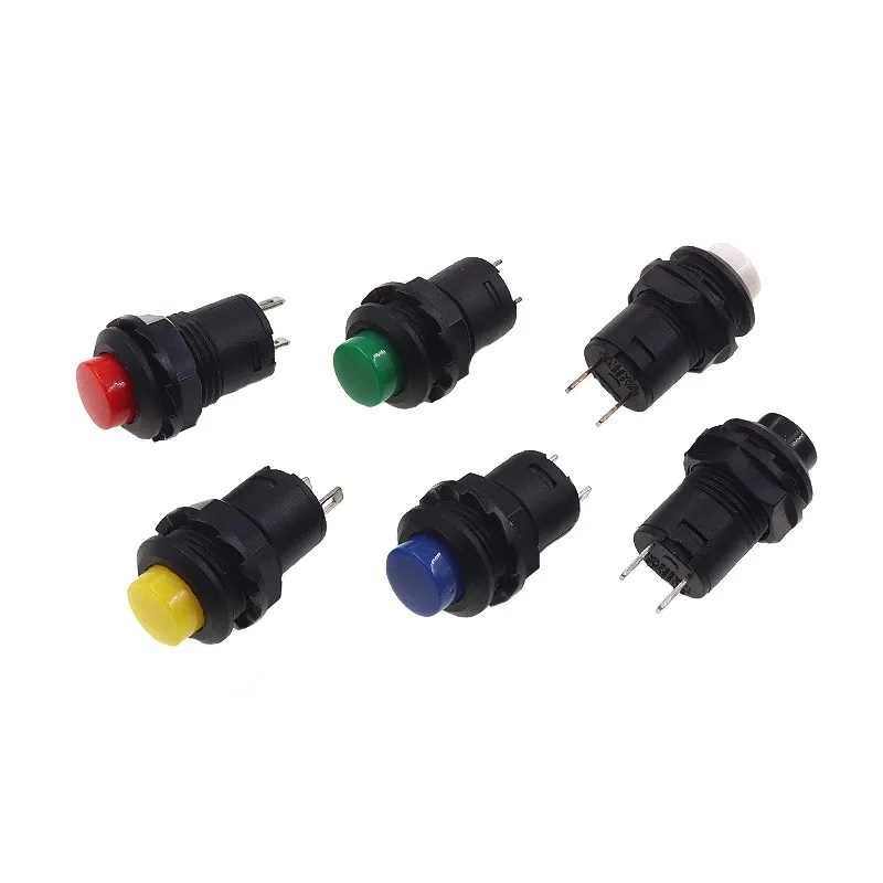 2 Stück selbstsichernder Knopfschalter mit Schloss DS-428/DS-427 selbstrückstellender Knopfschalter ohne Schloss 12 mm
