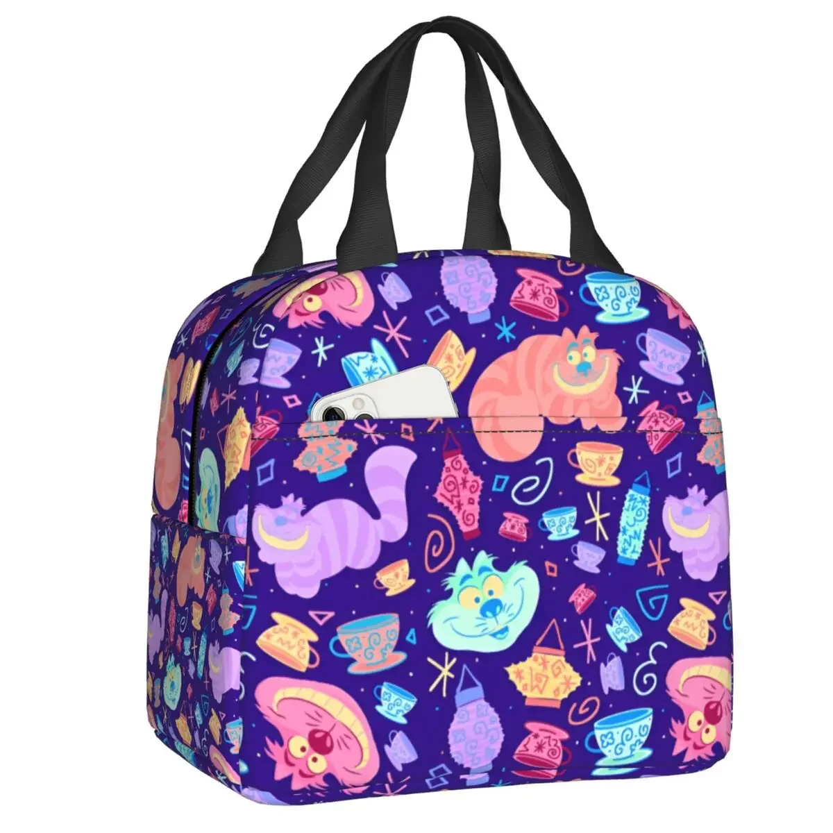 

Reusable Multifunctional Tote BagCustom Cheshire Cat Lunch Box Leakproof Cooler Thermal Food Insulated Alice in Wonderland Lunch