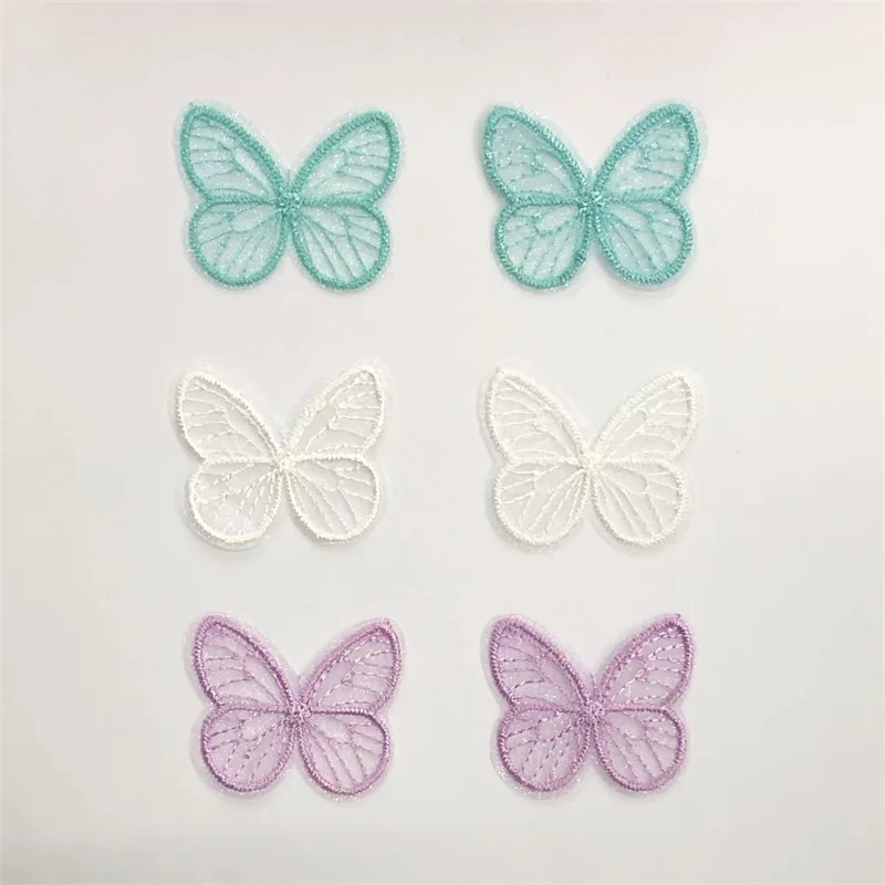 100Pcs Embroidered Organza Butterfly DIY Headwear Hair Pin Decor Clothes Hat Shoes Patches Accessories Brooch Appliques Material