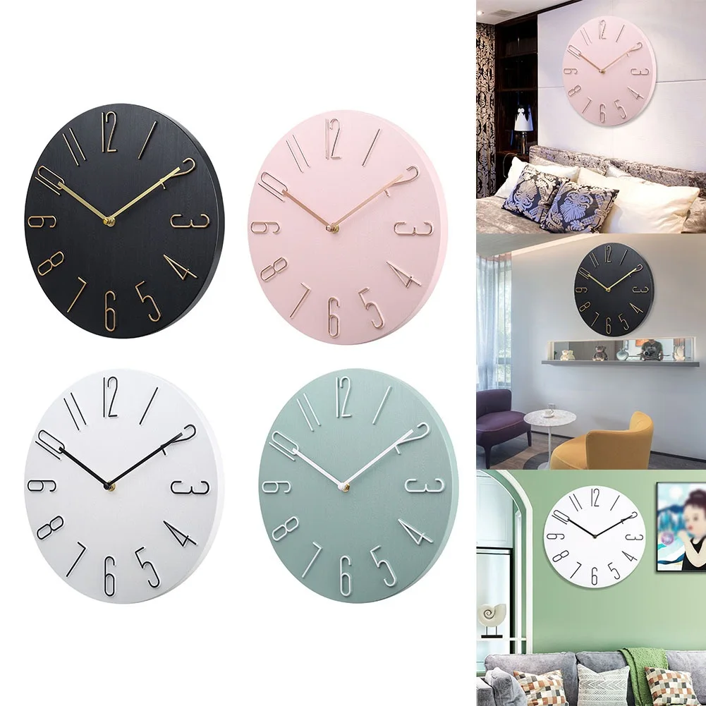 Wall Clock Analog Quartz Wall Clock Large Number Wall Clock Silent Quartz Watch Home Living Room Office Bedroom Decor 12 Inch