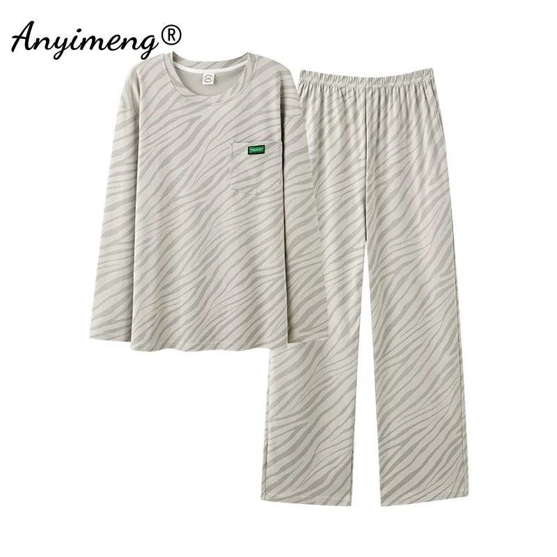 New Autumn Winter Cotton Pajamas for Men Long Sleeves Long Pants Soft Pajama Plus Size L-3XL Pyjamas Fashion Man Sleepwear