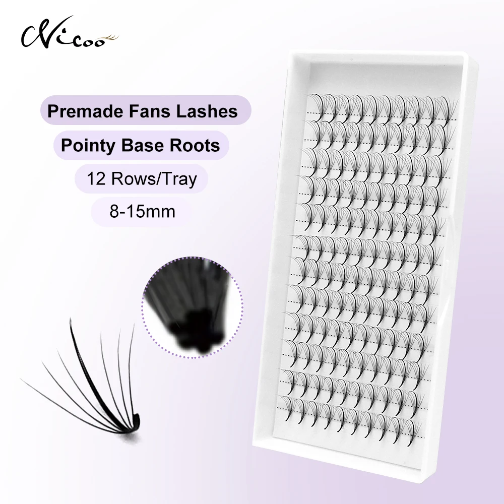 NICOO Wispy Premade Volume Fans Eyelashes Extensions Easy Fan Cluster Individual Lashes Pointy Base Russian Volume Eyelashes