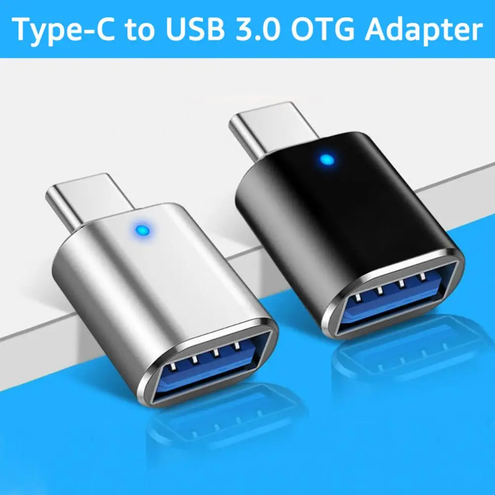 Adaptador de teléfono excelente con luz indicadora, convertidor de teléfono tipo C a USB, convertidor OTG multifuncional para teléfono inteligente