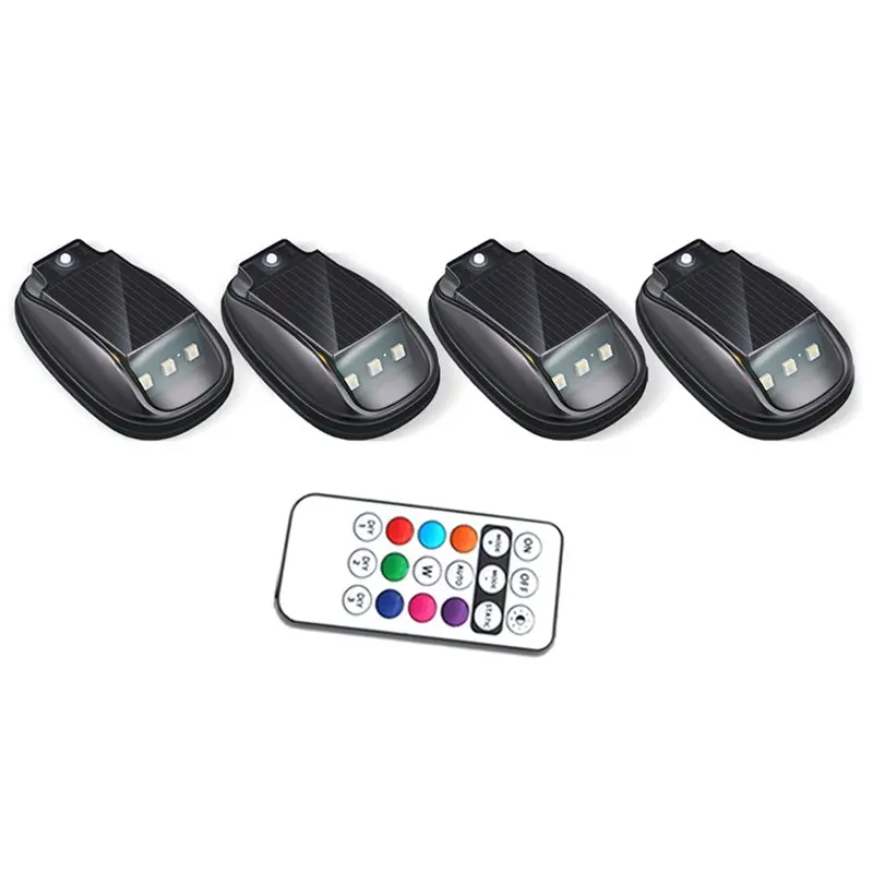 【ORNAMENT】Waterproof Solar Car Roof RGB Strobe Light With Remote Control, 8 Colors Wireless LED Interior Car Lighting System