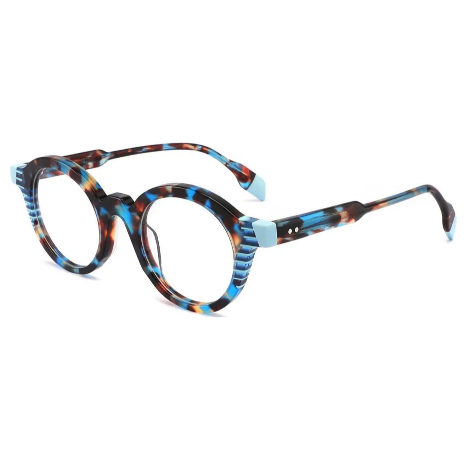 

Новые персонализированные очки в ацетатной оправе с цветовой гаммой в стиле арт для мужчин и женщин, повседневные, для путешествий, уличный стиль, с диоптриями