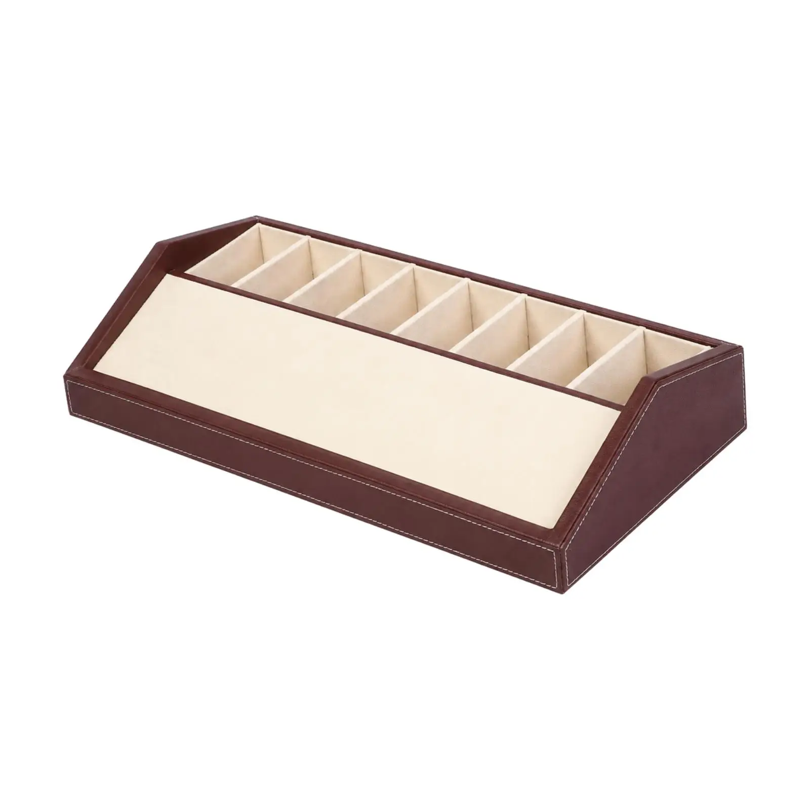 Accessory Storage Tray Stitched Edges Belt Storage Organizer with 8 Compartments for Retail Sellers, Dressing Area