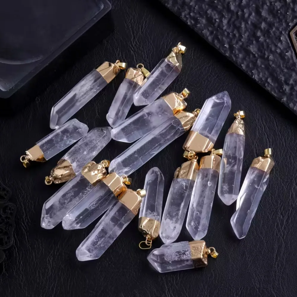 

10 шт. натуральных белых хрустальных шестигранных подвесок-столбиков, необработанных каменных колонн неправильной формы, для самостоятельного изготовления украшений